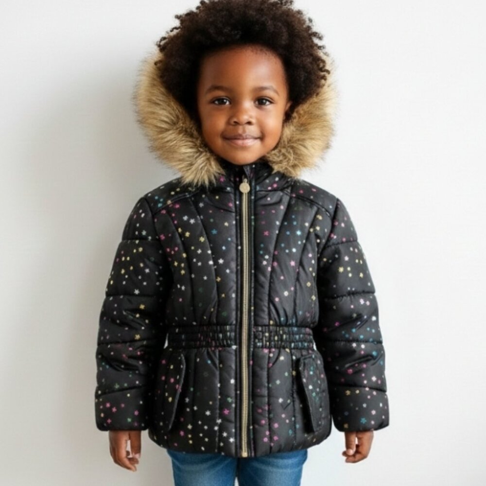 "ROTHSCHILD" brand - 3T Puffer Jacket - Black w/Irridescent Stars - Like-New